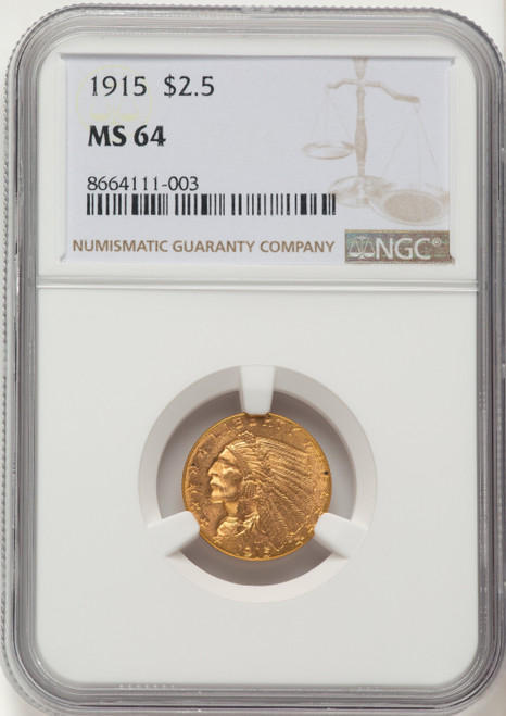 1915 $2.50 Indian Quarter Eagle NGC MS64