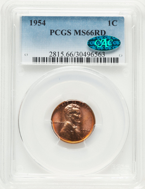 1954 1C Lincoln Cent PCGS MS66