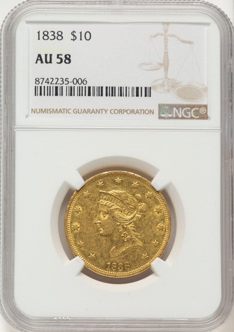 1838 $10 Liberty Eagle NGC AU58