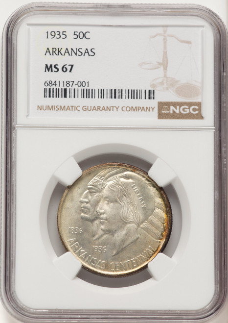 1935 50C Arkansas Commemorative Silver NGC MS67
