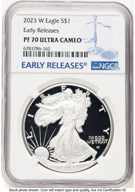 2023-W Proof Silver Eagle 1 oz ER Blue NGC PF70