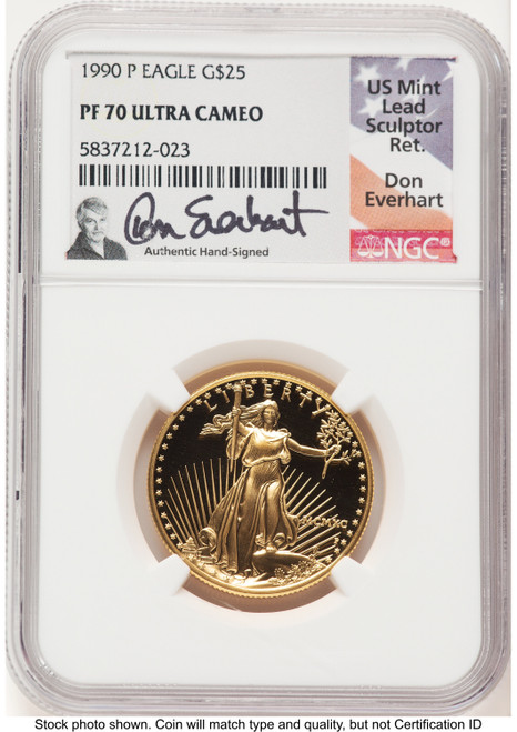 1990-P Proof Gold Eagle 1/2 oz Don Everhart NGC PF70