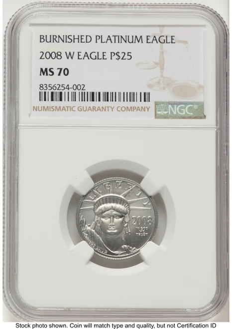 2008-W Burnished Platinum Eagle 1/4 oz Brown Label NGC MS70