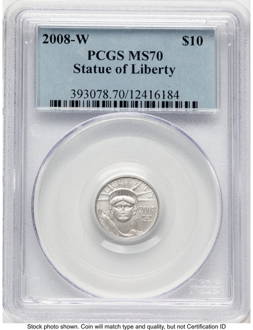 2008-W Burnished Platinum Eagle 1/10 oz Blue Label PCGS MS70
