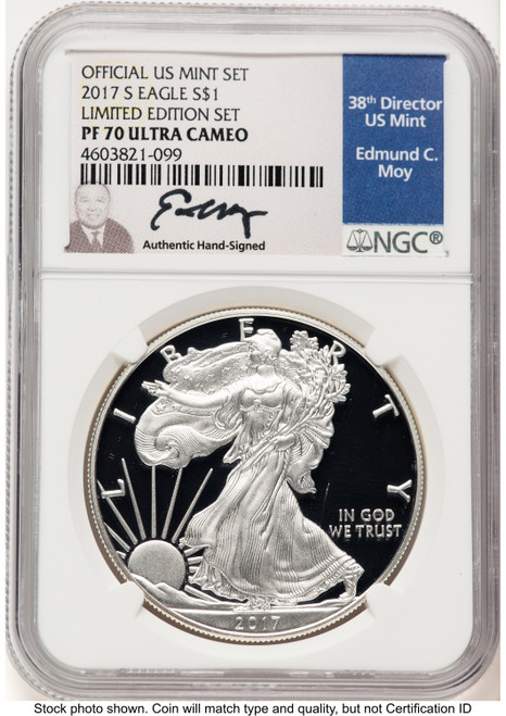 2017-S Proof Silver Eagle Limited Edition Proof Set 1 oz NGC PF70 Ed Moy