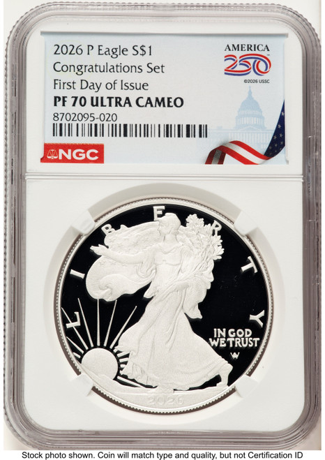 2026-P Proof Silver Eagle Congratulations Set 1 oz FDI America 250