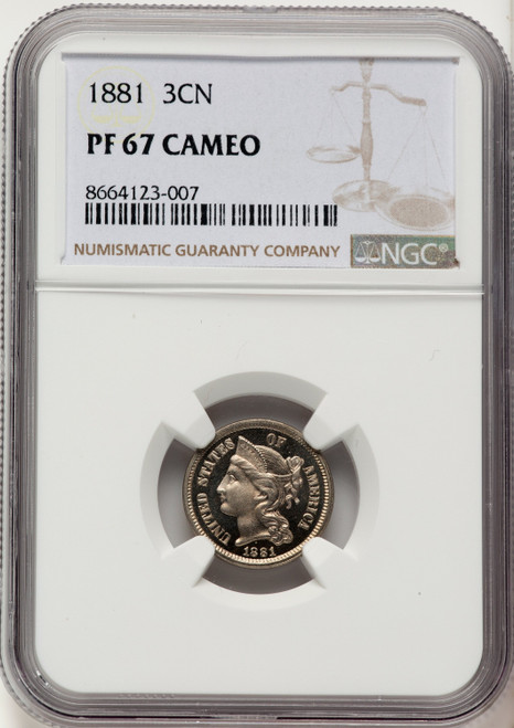 1881 3CN CA Proof Three Cent Nickel NGC PR67