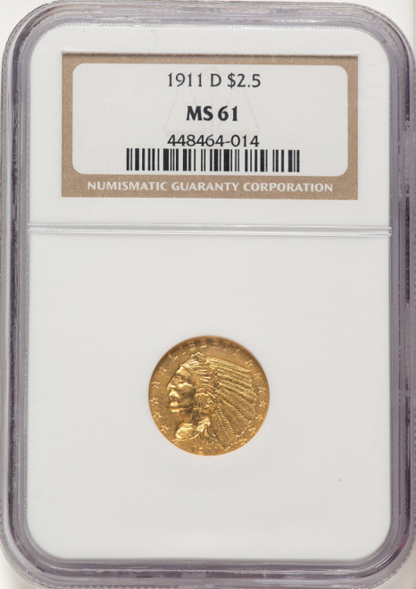 1911-D $2.50 Indian Quarter Eagle NGC MS61