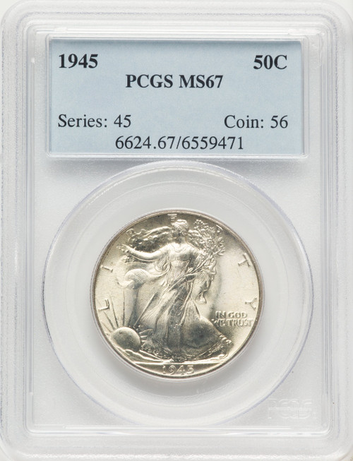 1945 50C Walking Liberty Half Dollar PCGS MS67