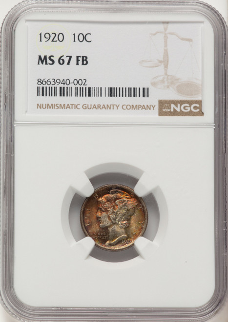 1920 10C FB Mercury Dime NGC MS67