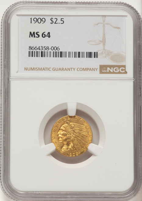1909 $2.50 Indian Quarter Eagle NGC MS64