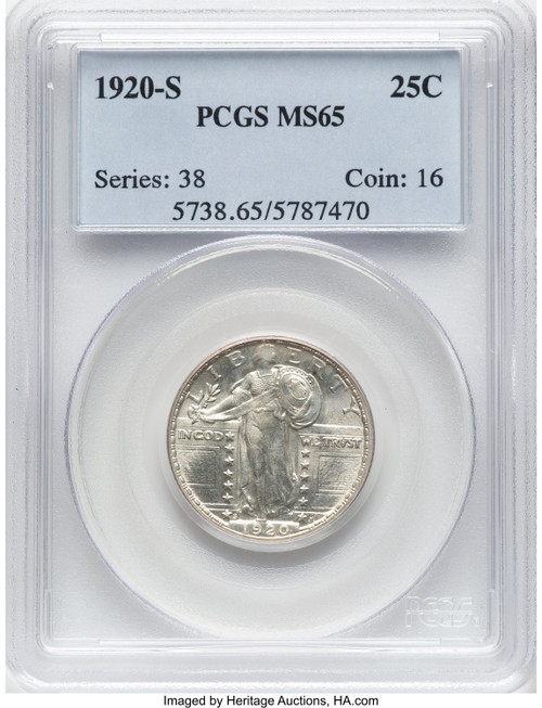 1920-S 25C Standing Liberty Quarter PCGS MS65