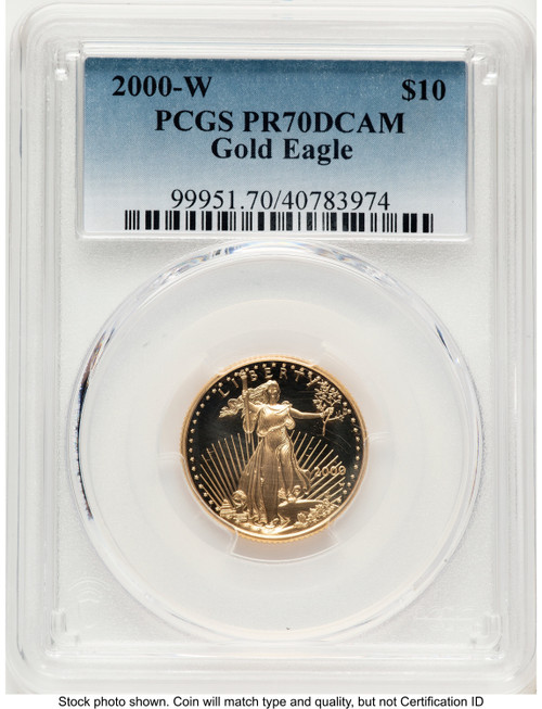 2000-W Proof Gold Eagle 1/4 oz Blue Gradient PCGS PR70