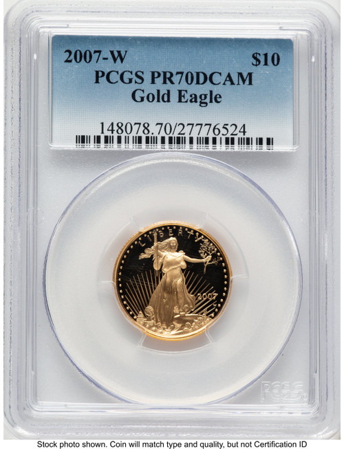 2007-W Proof Gold Eagle 1/4 oz Blue Gradient PCGS PR70