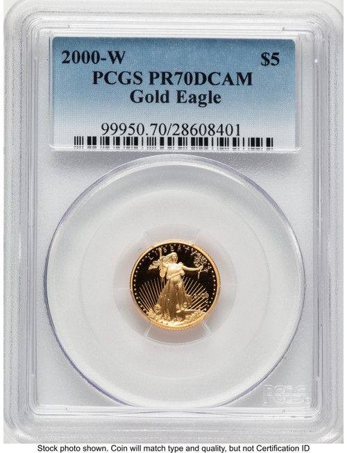 2000-W Proof Gold Eagle 1/10 oz Blue Gradient PCGS PR70