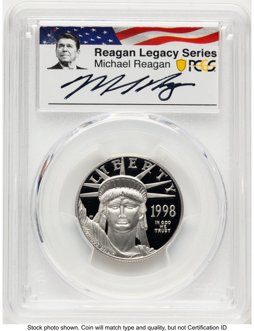 1998-W Proof Platinum Eagle 1/2 oz Reagan Legacy Series Michael Reagan Picture PCGS PR70
