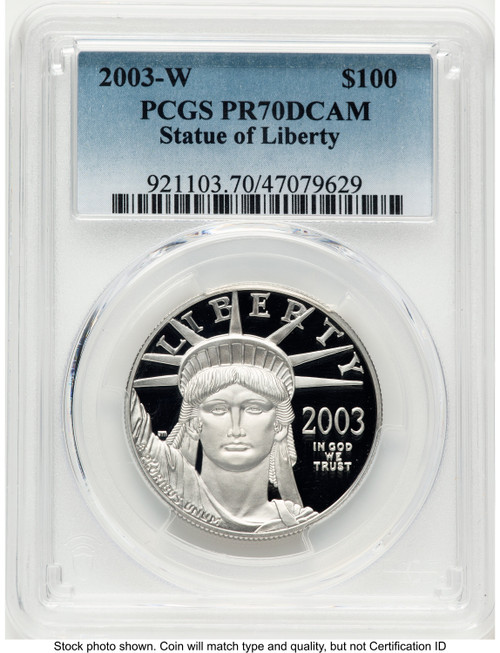 2003-W Proof Platinum Eagle 1 oz Blue Gradient PCGS PR70