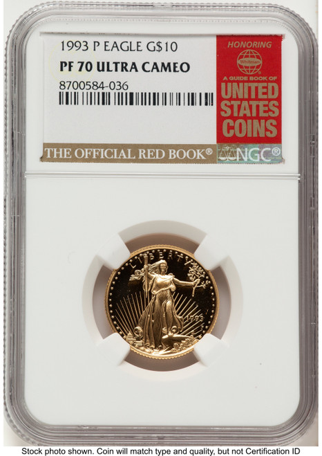 1993-P Proof Gold Eagle 1/4 oz Red Book NGC PF70