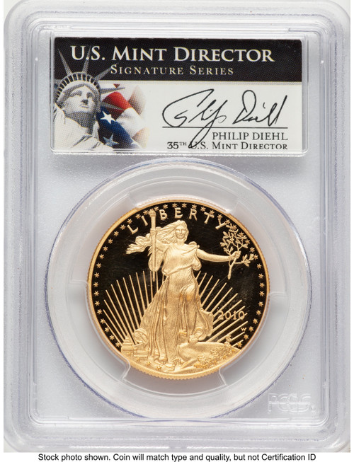 2010-W Proof Gold Eagle 1 oz Philip Diehl PCGS PR70