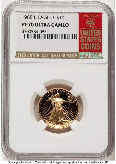 1988-P Proof Gold Eagle 1/4 oz Red Book NGC PF70