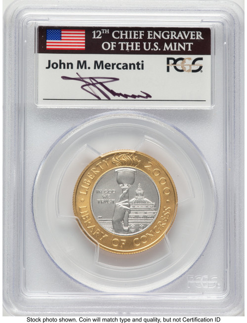 2000-W $10 Library of Congress Bi-Metallic Gold 0.2509 oz and Platinum 0.2509 oz John Modern Issues PCGS MS70 Mercanti