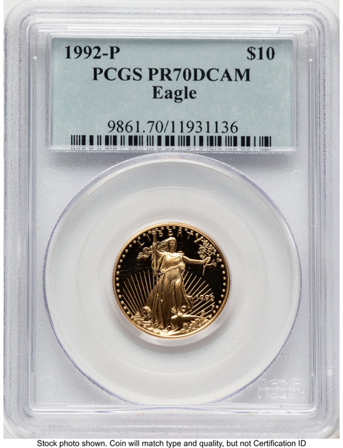 1992-P Proof Gold Eagle 1/4 oz Blue Label PCGS PR70