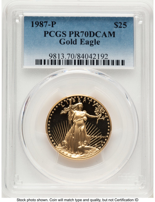 1987-P Proof Gold Eagle 1/2 oz Blue Gradient PCGS PR70