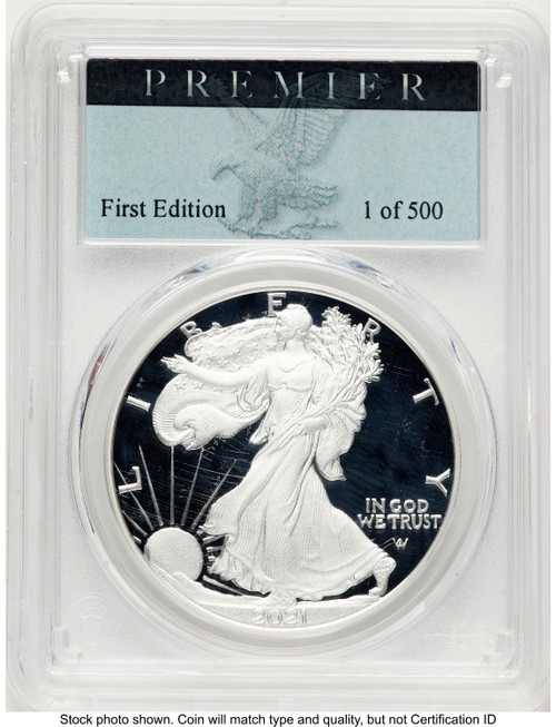 2021-W TY2 Proof Silver Eagle 1 oz Premier Label PCGS PR70