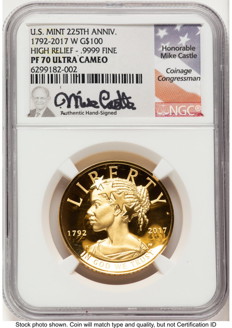 2017-W G$100 American Liberty High Relief Mike Castle NGC PF70