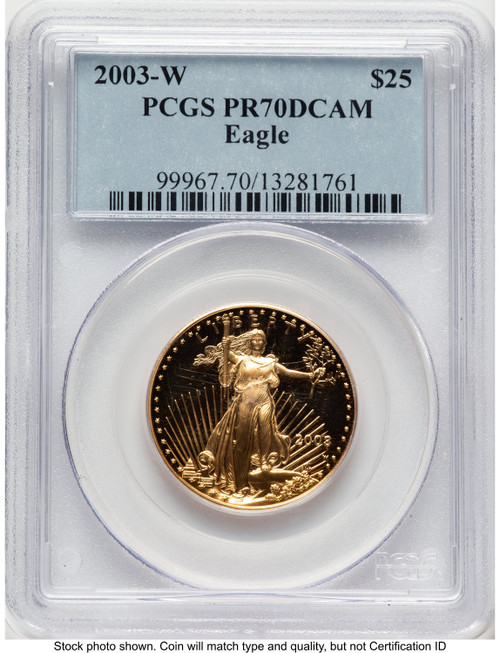 2003-W Proof Gold Eagle 1/2 oz Blue Label PCGS PR70