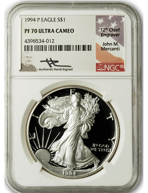 1996-P American Silver Eagle NGC PF70 Ultra Cameo John Mercanti