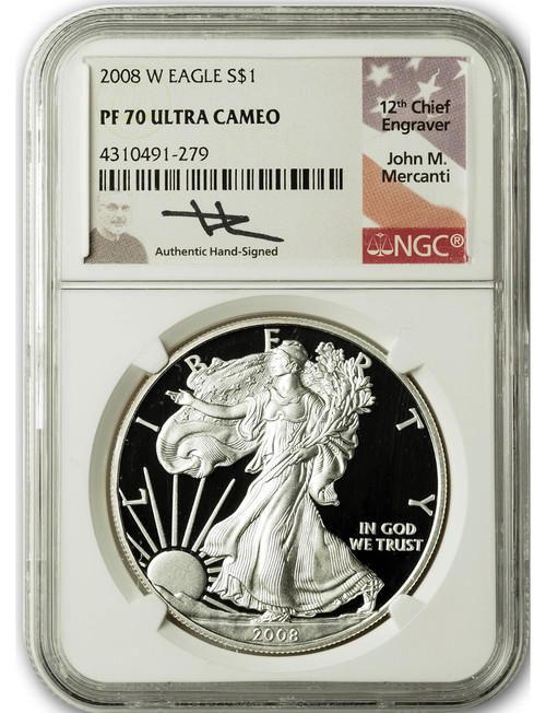 最高鑑定 2014 イギリス 銀貨 5オンス NGC PF70 UC  2012-W Silver Eagle NGC PF70 Ultra Cameo Mercanti | LCR Coin