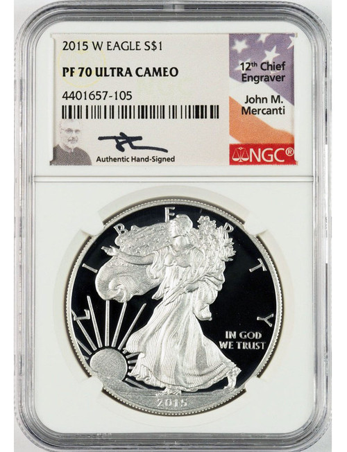 2017-W $1 Proof Silver Eagle NGC PF70 Ultra Cameo John Mercanti