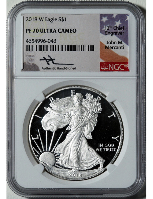 2017-W $1 Proof Silver Eagle NGC PF70 Ultra Cameo John Mercanti