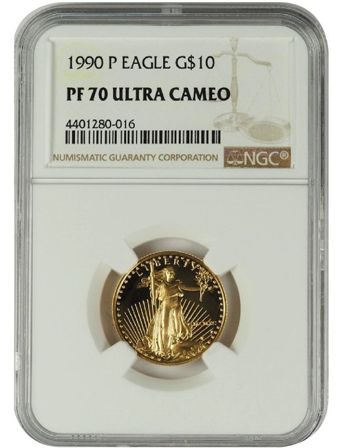 1990 1/4 oz U.S. Mint Proof Gold Eagle NGC PF70 Ultra Cameo