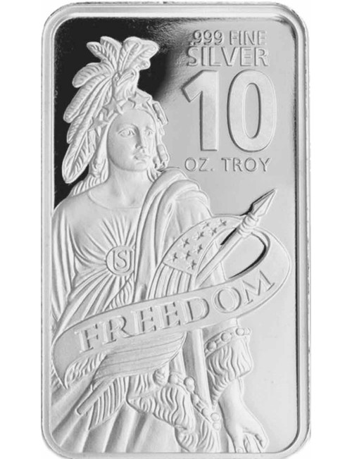 10 oz .999 Fine Silver Freedom Bar New Sealed