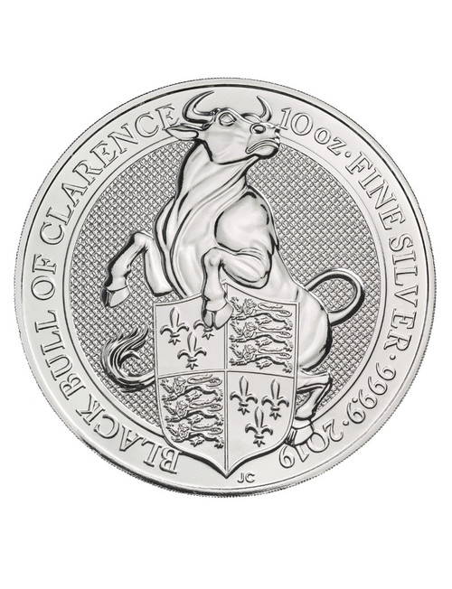 2019 10 oz British Silver Queens Beast Black Bull Coin