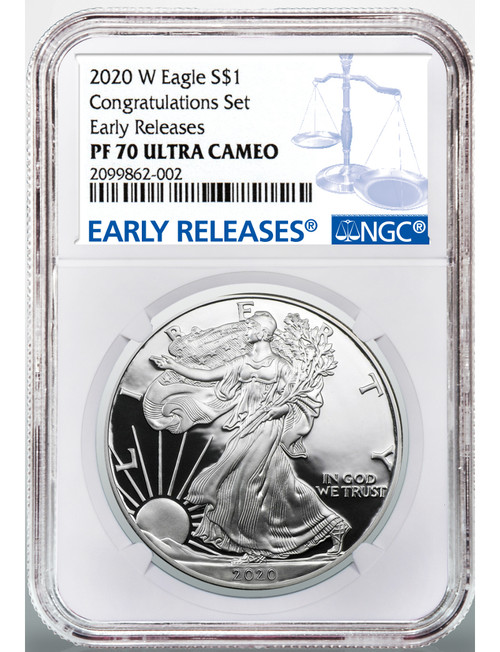 2020-W American Silver Eagle NGC ER Congratulations Set PF70