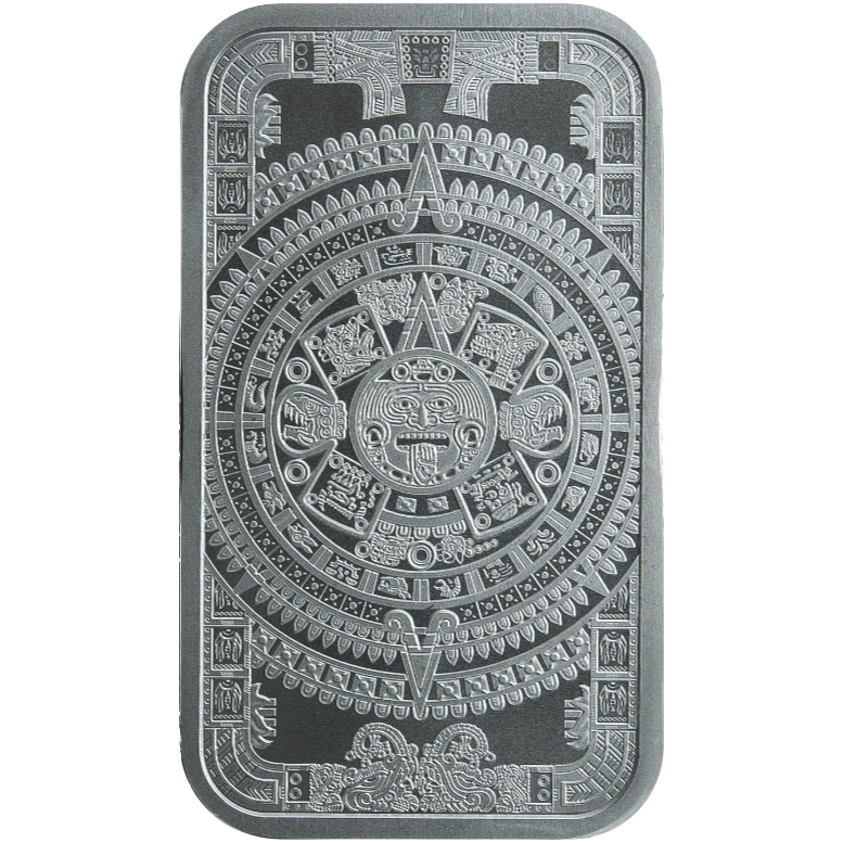 純銀バー 1オンス アステカカレンダー 1 oz Aztec Calendar 1 oz .999 Silver Bar Aztec Calendar | LCR Coin