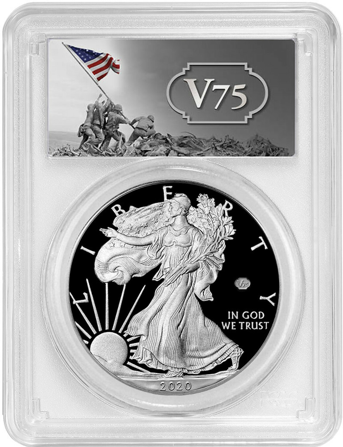 2020-W $1 American Silver Eagle v75 Privy WWII PCGS FS PR69DCAM