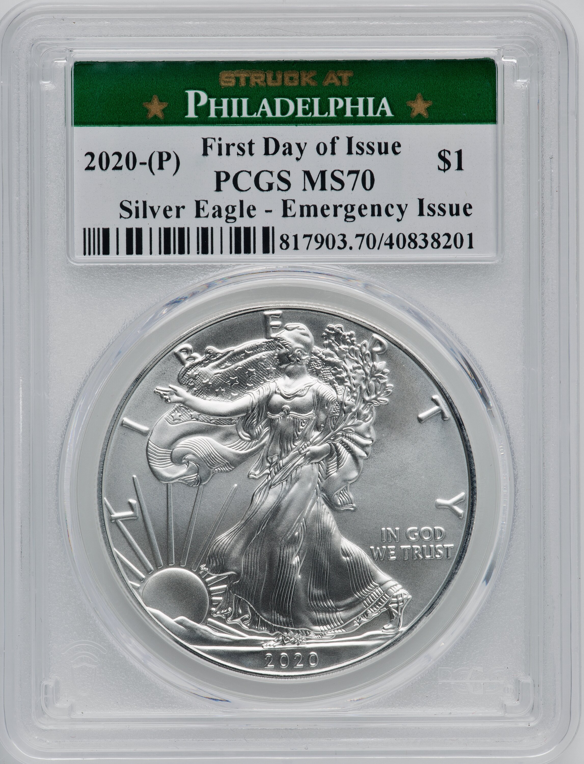 2020-(P) S$1 Silver Eagle Emergency Issue Struck at Philadelphia