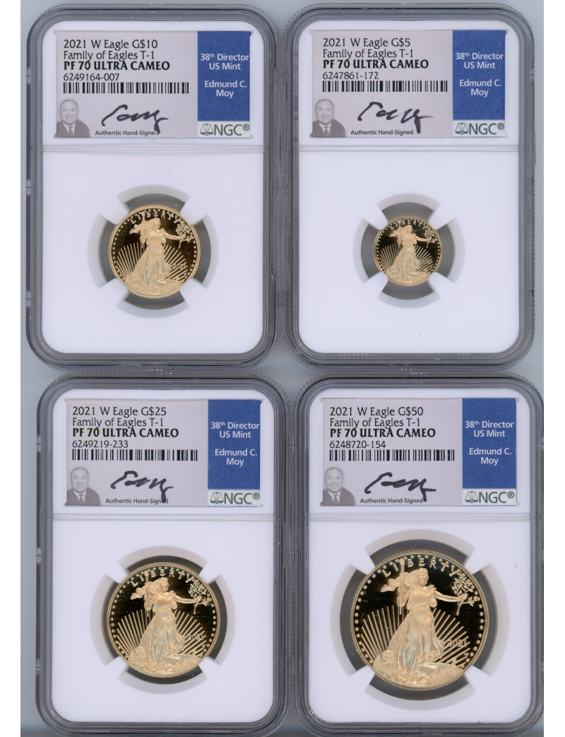 霊場巡礼★フクロウ一点物特別価格2つ玉オルゴブレス 2021-t1-4-coin-gold-set-ngc-