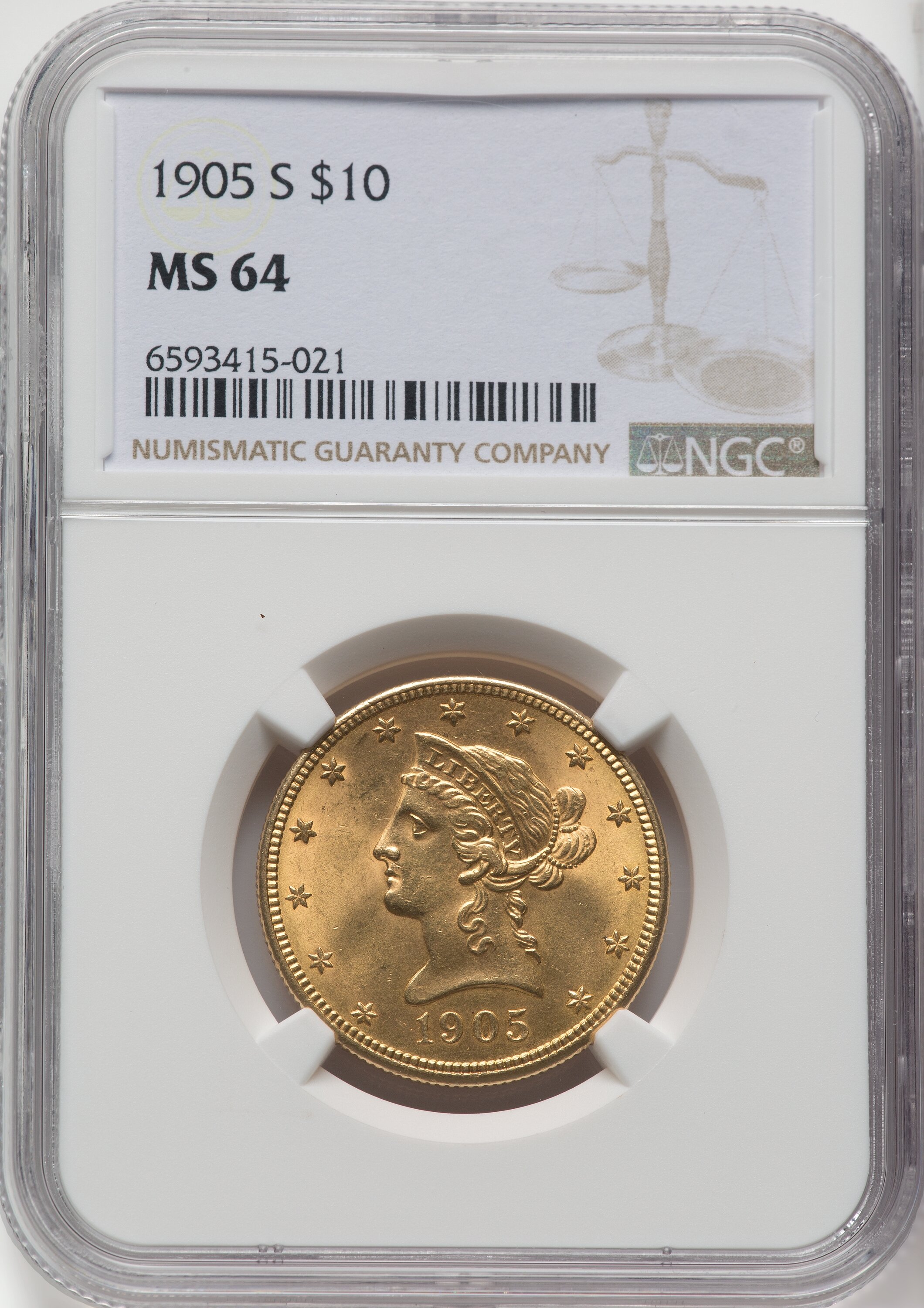 値下げレアUSAシェイプ美品rustyBaliSingleグッドサイズ5’10 1905-S $10 Liberty Eagle NGC MS64 - LCR Coin