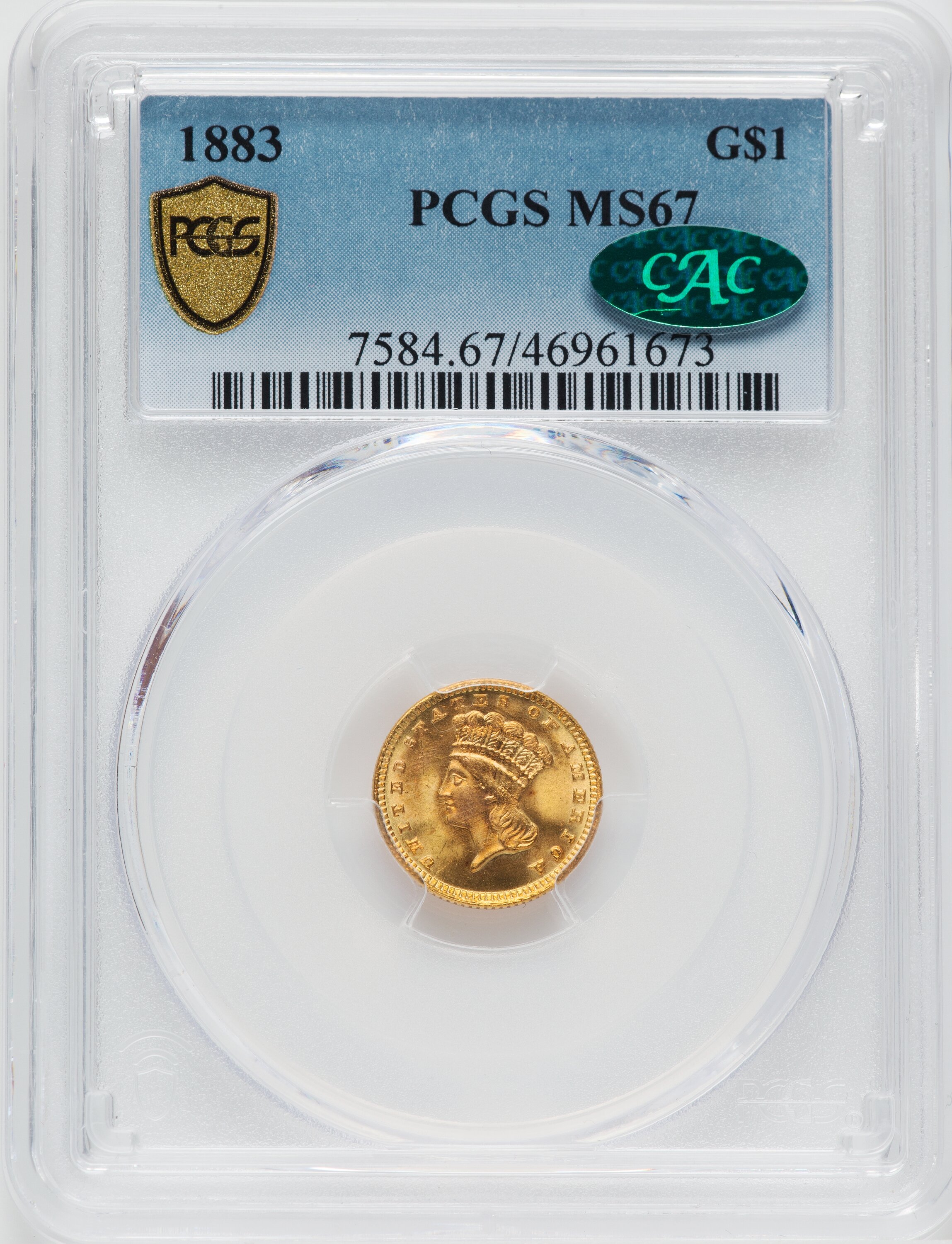 1883 G$1 CAC Gold Dollar PCGS MS67 - LCR Coin