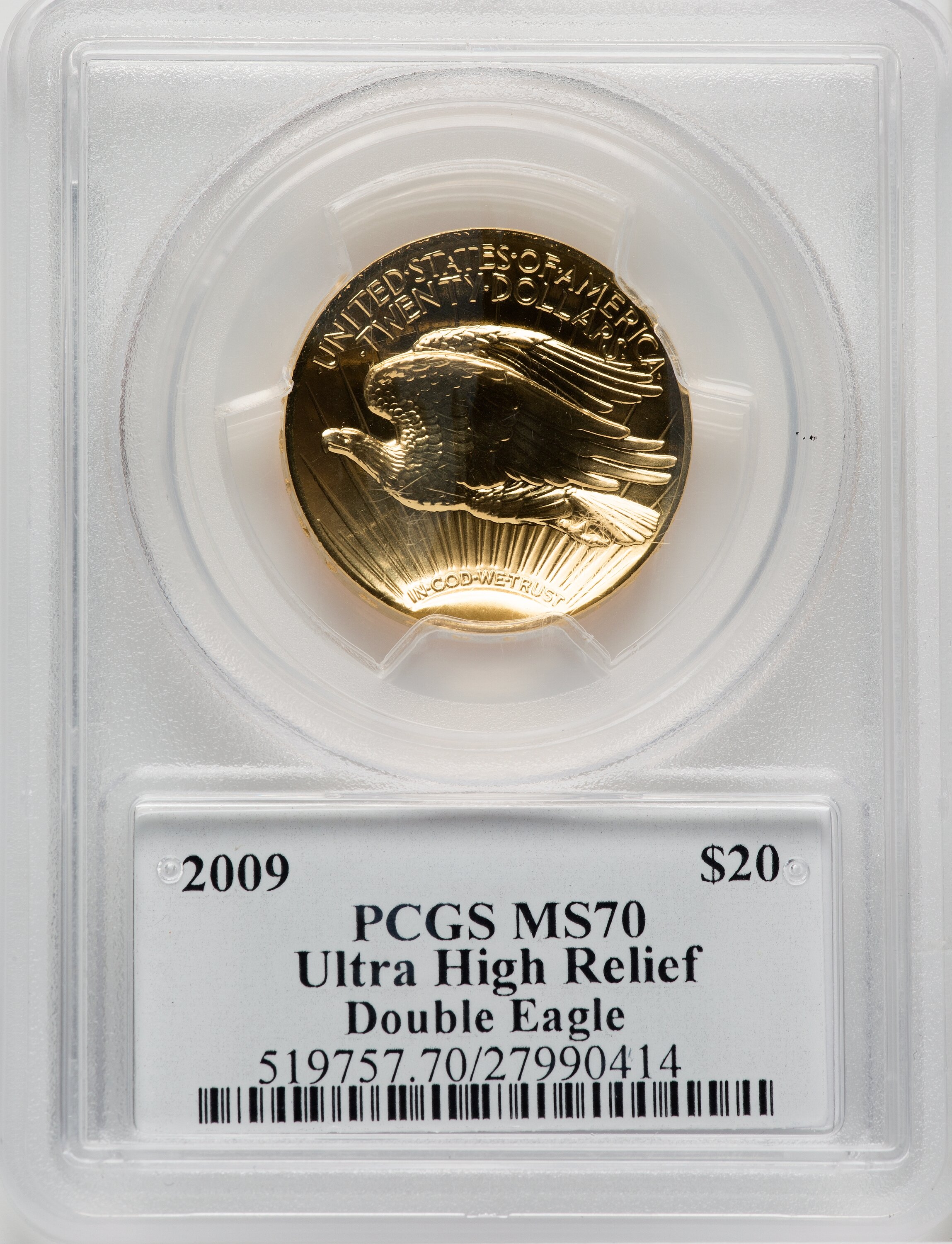 2009 $20 Ultra High Relief Double Eagle Moy Signature PCGS MS70