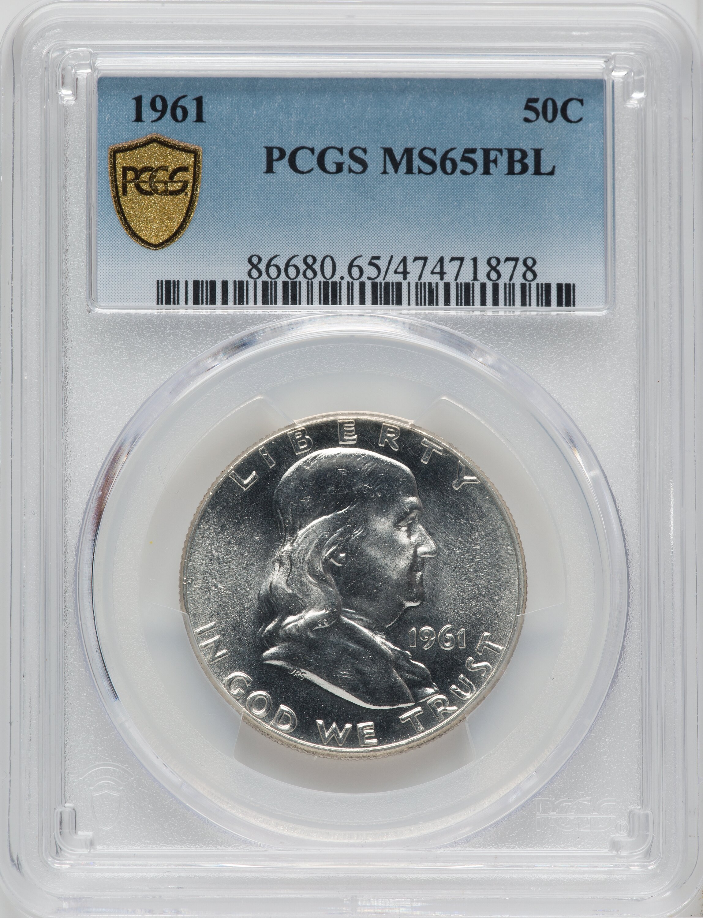 1961 50C FL Franklin Half Dollar PCGS MS65 - LCR Coin