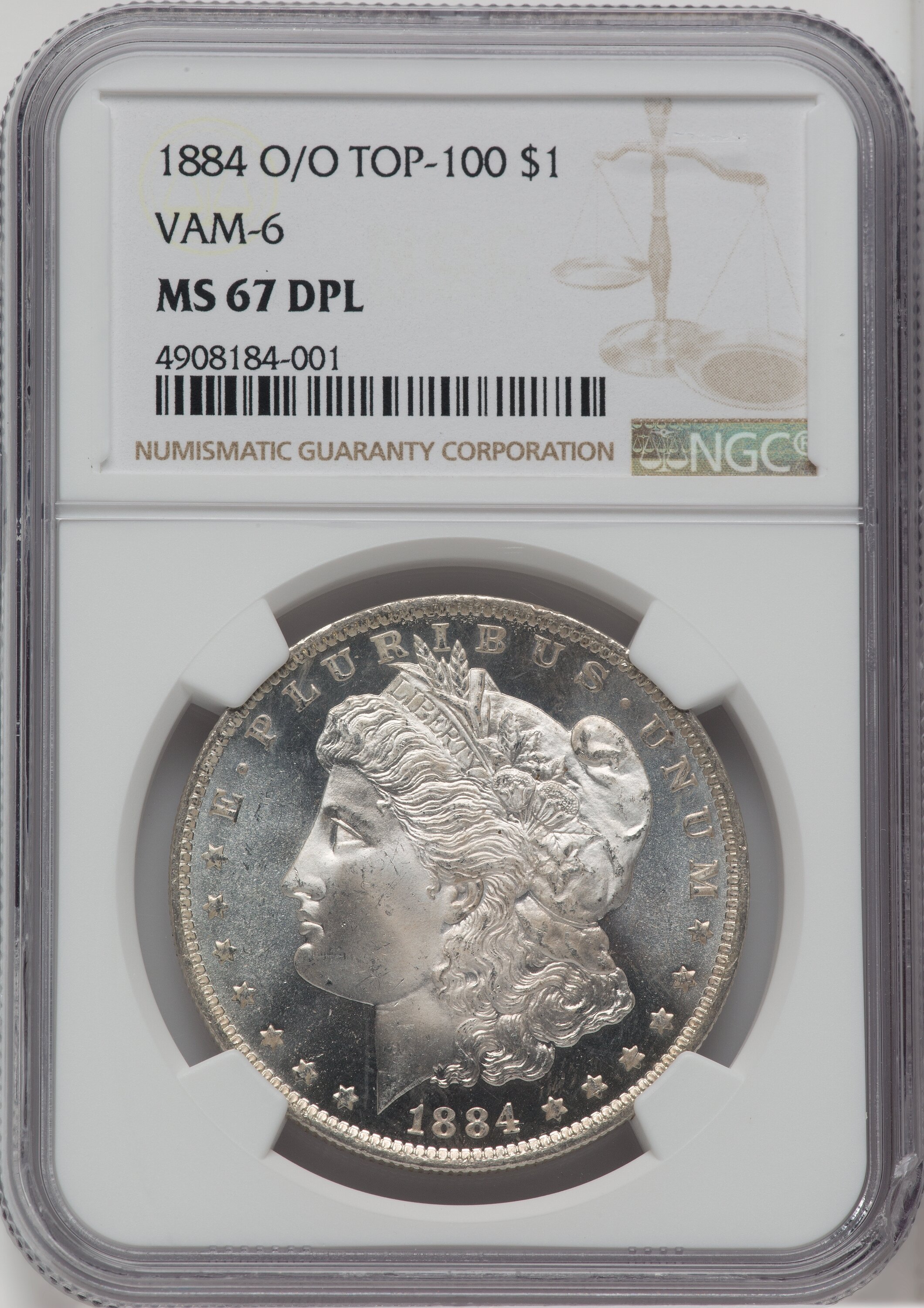 1884-O/O $1 VAM 6 DM Morgan Dollar NGC MS67 - LCR Coin