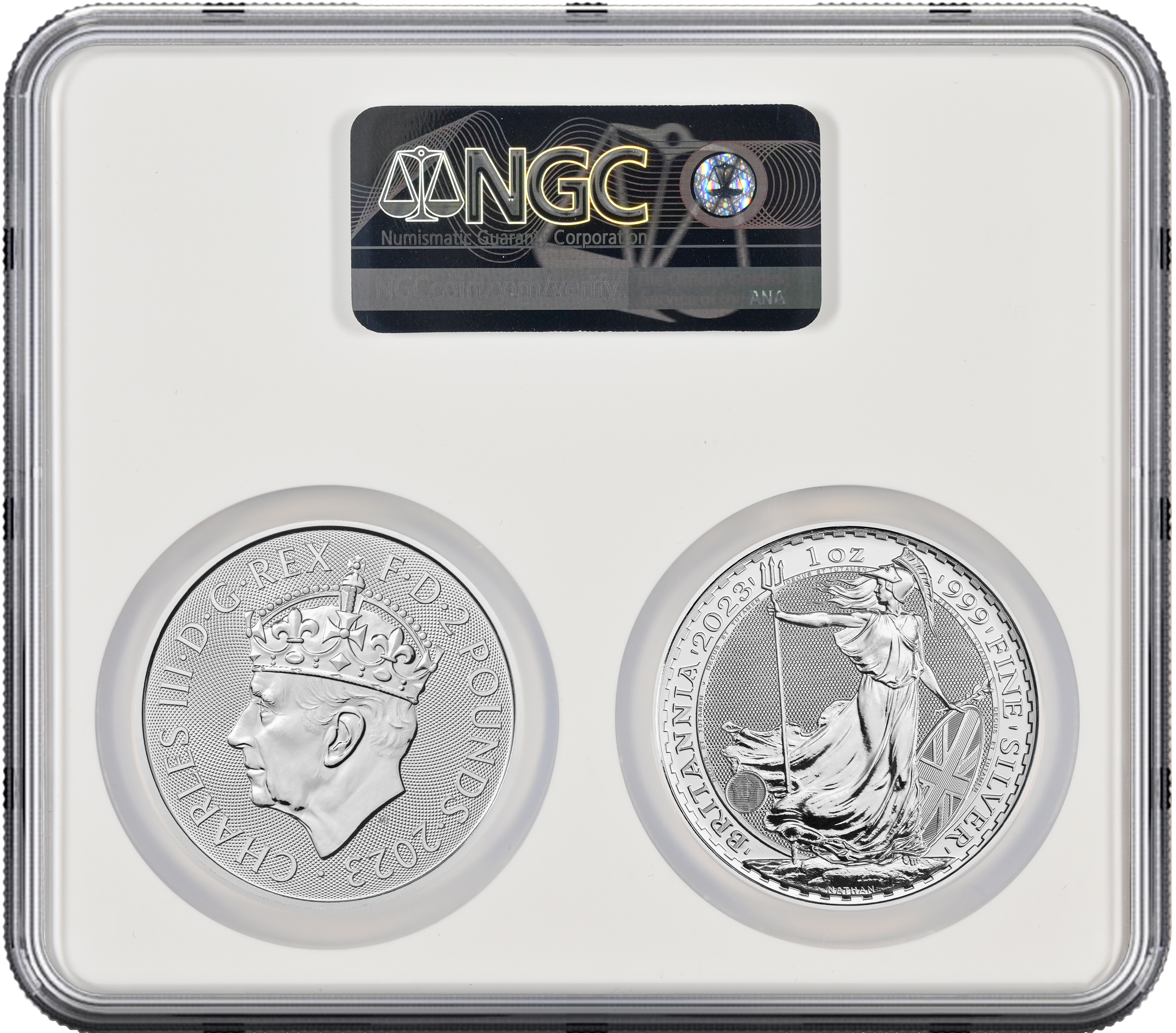 2023 イギリス 英国 2オンス 銀貨 NGC MS69 チューダーズビースト 2023 King Charles III Coronation 2-Coin Set G.Britain NGC MS69
