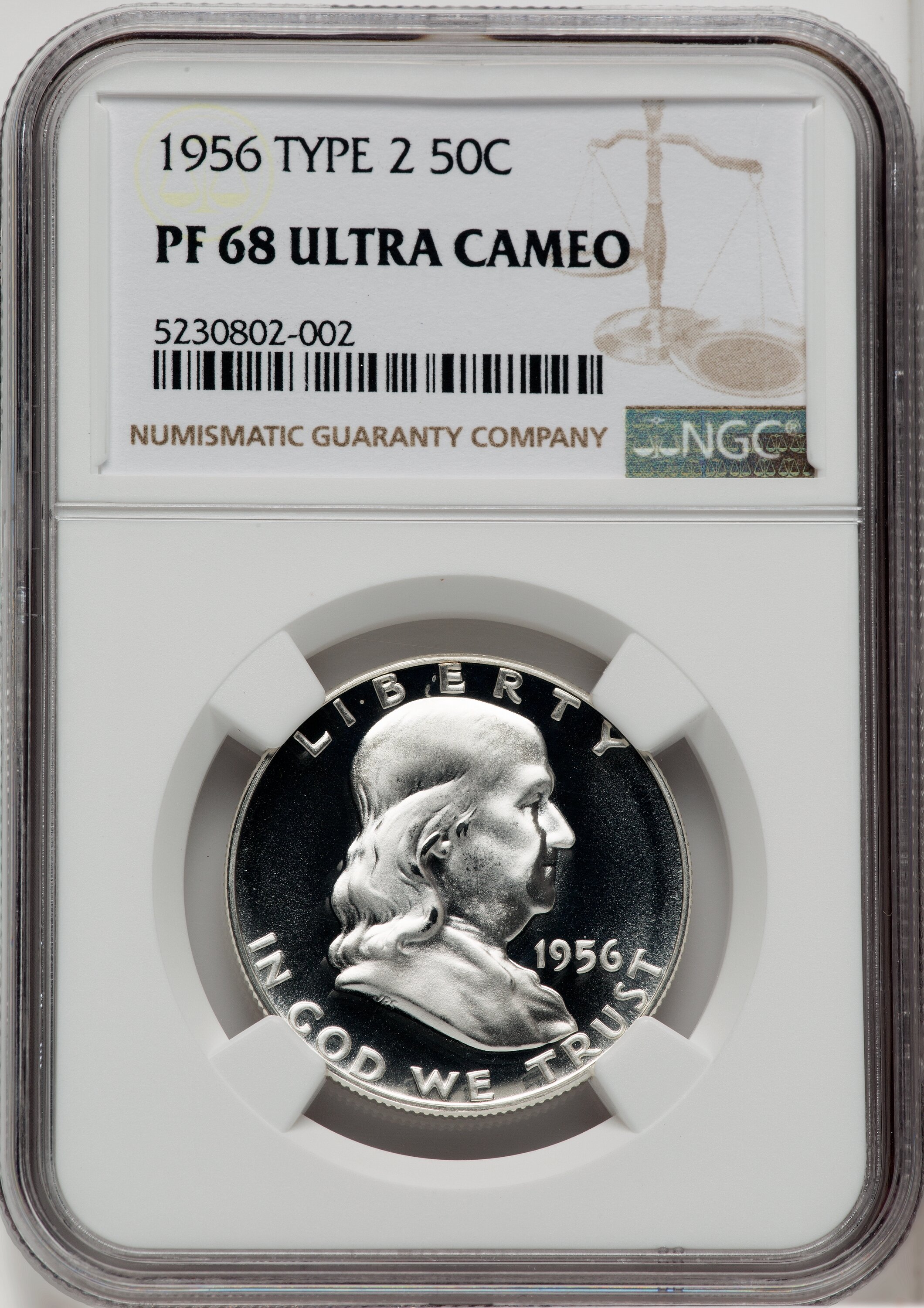 1956 50C Type 2 Proof Franklin Half Dollar NGC PR68 - LCR Coin