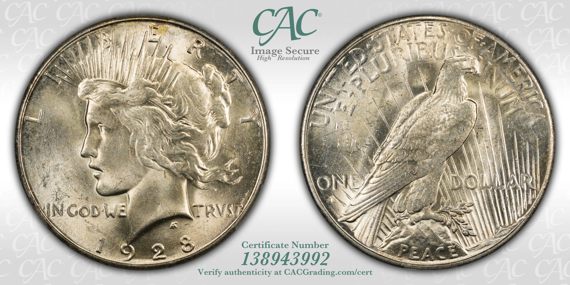 1928-S $1 Peace Dollar CAC MS63 | LCR Coin